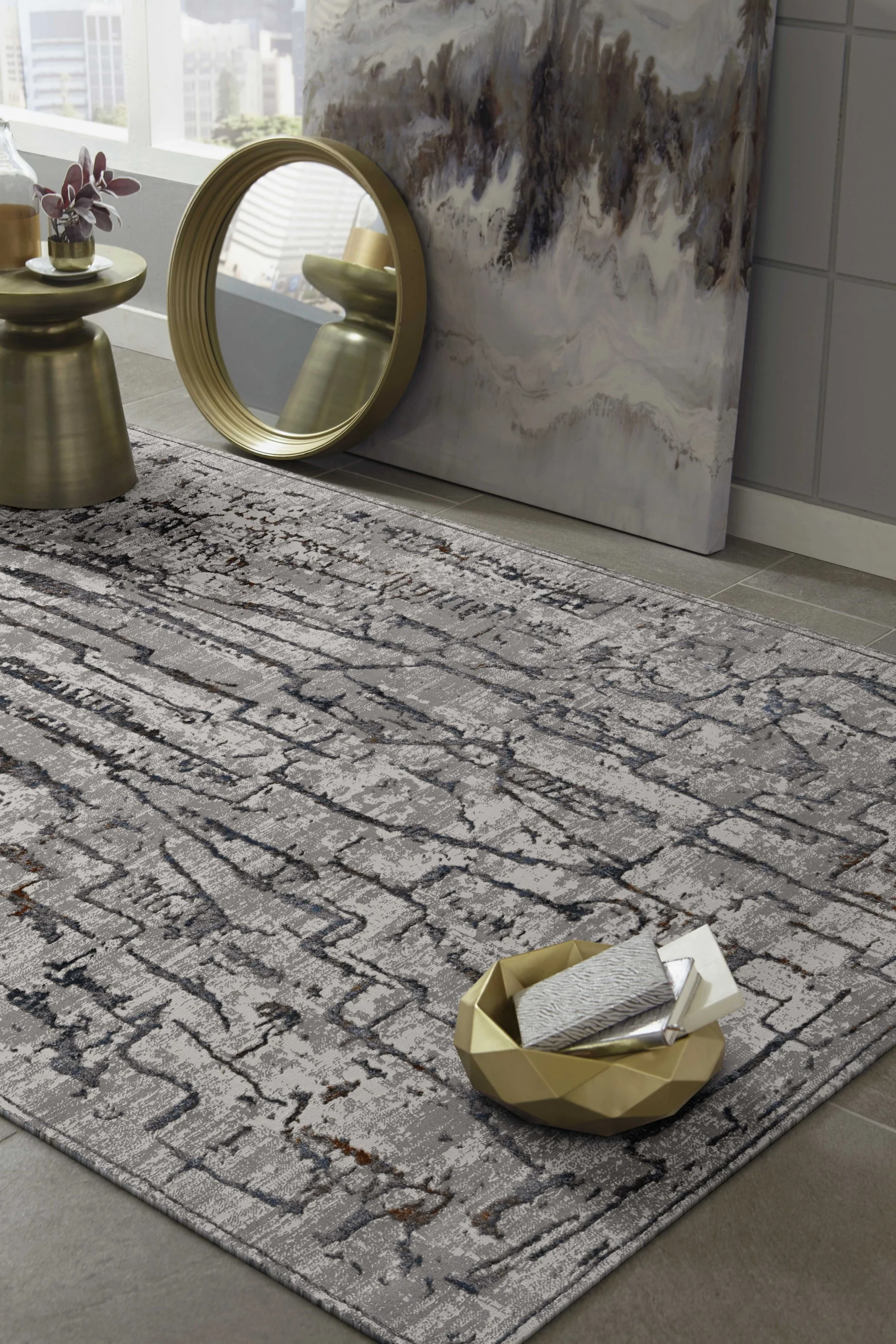 6' X 9' Grey Abstract Design Indoor Area Rug - Image 6