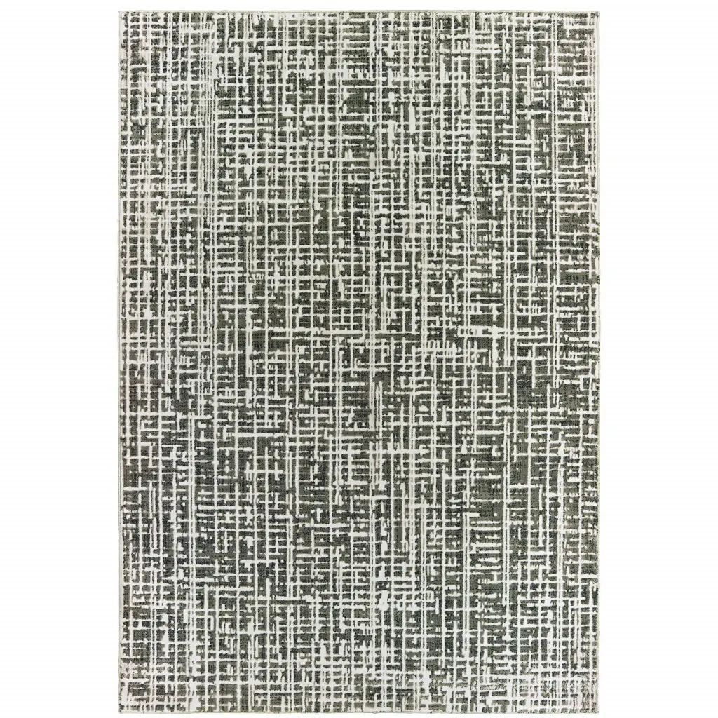 6' X 9' Grey And Ivory Abstract Power Loom Stain Resistant Area Rug - Image 2