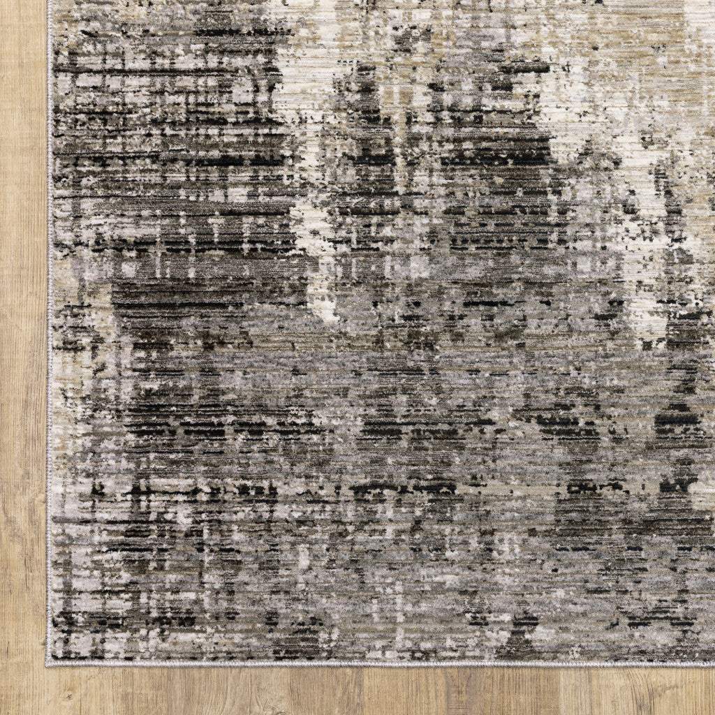 6' X 9' Grey Beige Charcoal Brown Tan And Ivory Abstract Power Loom Stain Resistant Area Rug - Image 4