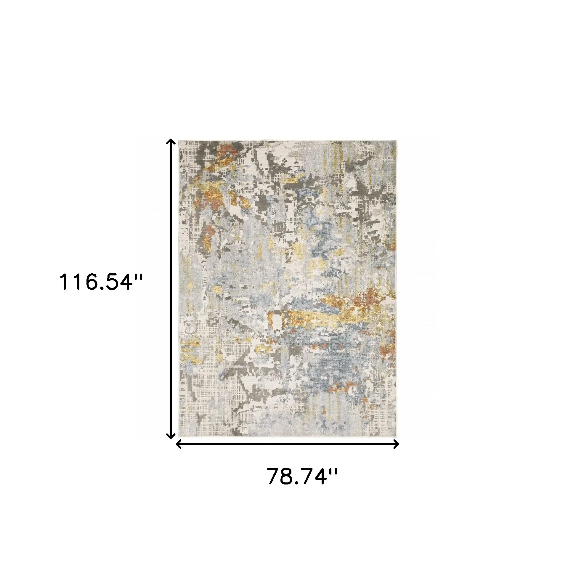 6' X 9' Grey Blue Beige Gold And Rust Abstract Power Loom Stain Resistant Area Rug - Image 3