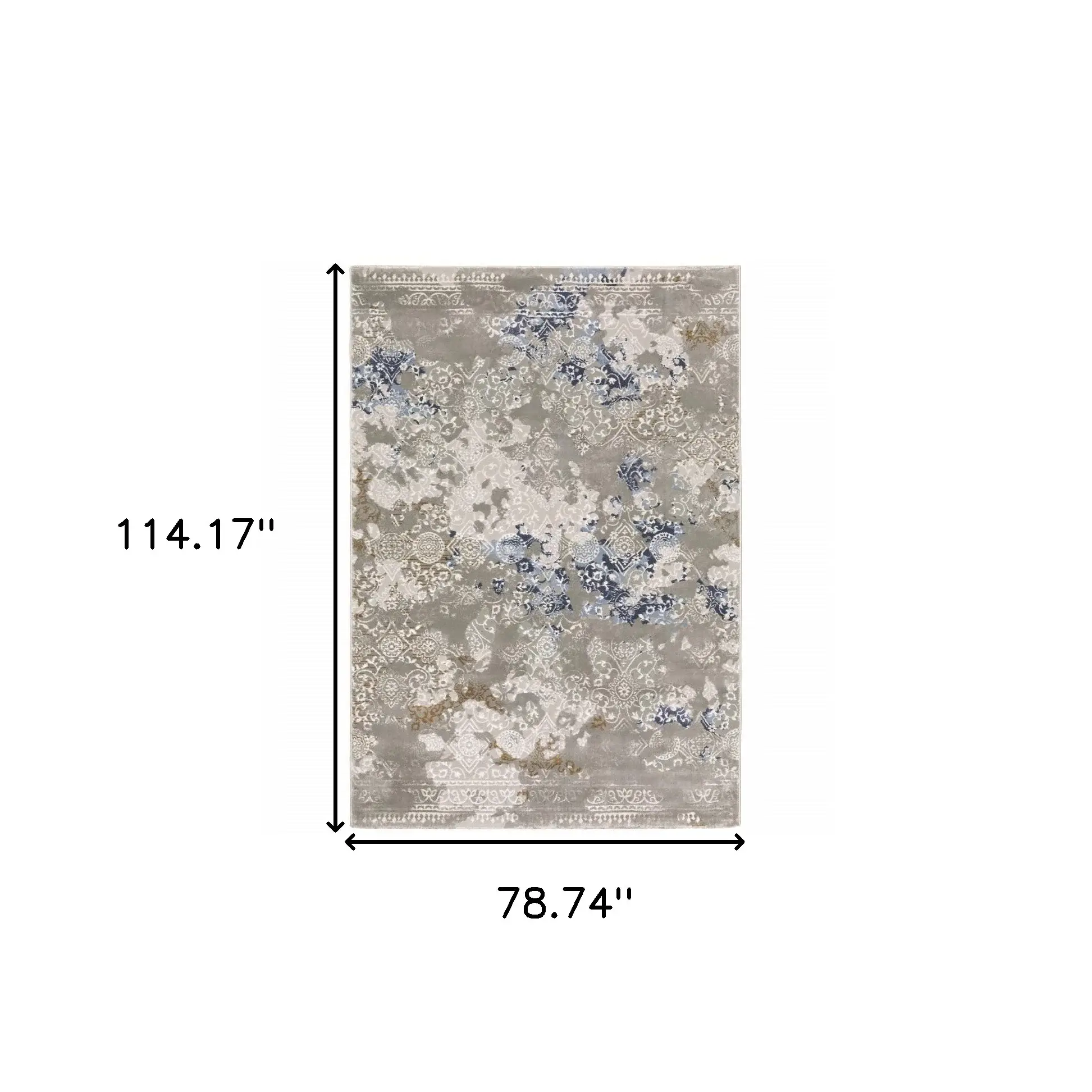 6' X 9' Grey Blue Ivory Brown And Navy Abstract Power Loom Stain Resistant Area Rug - Image 3