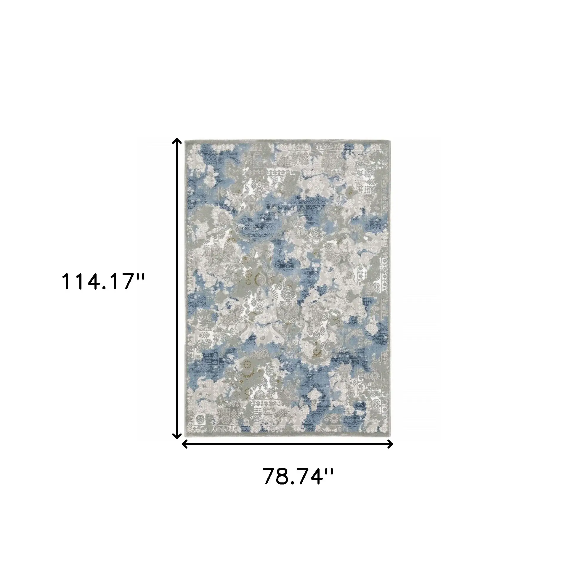 6' X 9' Grey Blue Ivory Navy Beige And Brown Abstract Power Loom Stain Resistant Area Rug - Image 3