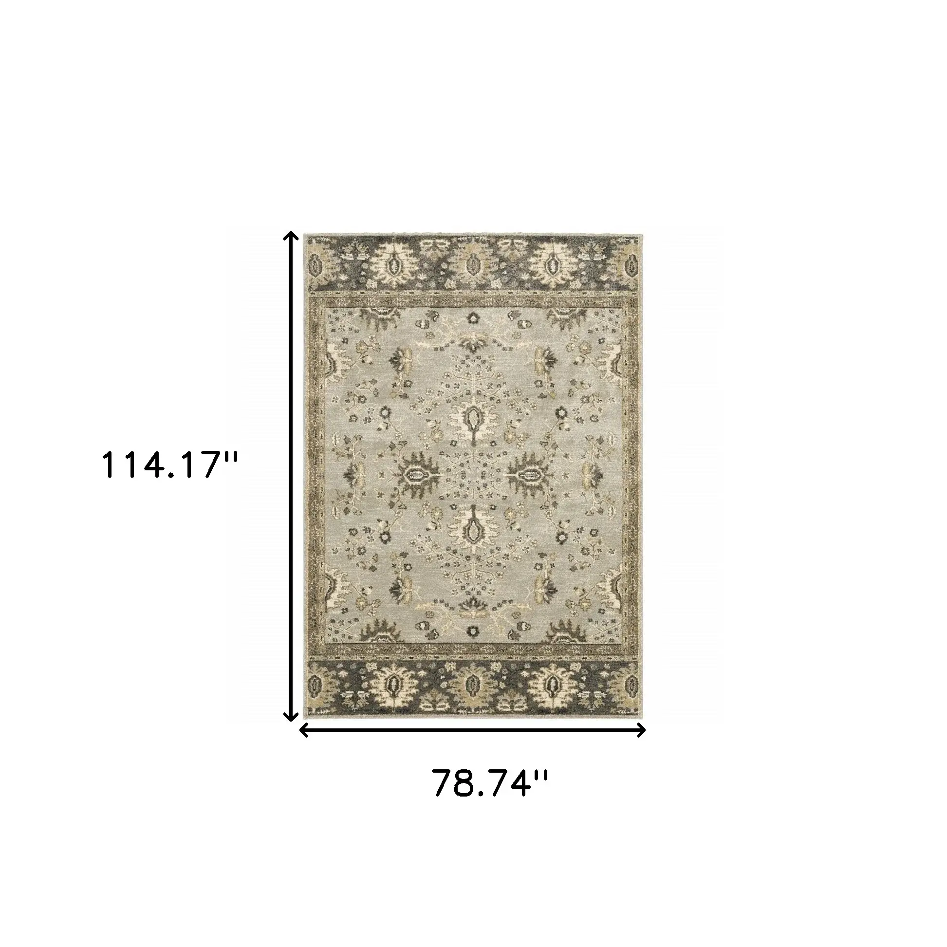 6' X 9' Grey Brown Tan And Beige Oriental Power Loom Stain Resistant Area Rug - Image 3