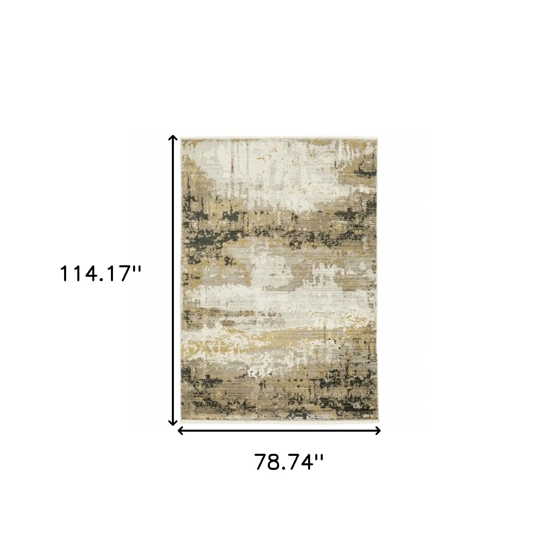 6' X 9' Grey Gold Black Charcoal And Beige Abstract Power Loom Stain Resistant Area Rug With Fringe - Image 3
