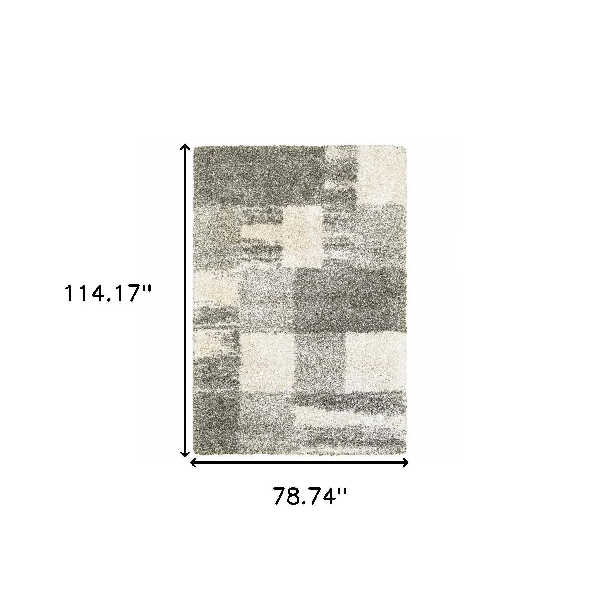 6' X 9' Grey Ivory And Silver Geometric Shag Power Loom Stain Resistant Area Rug - Image 3