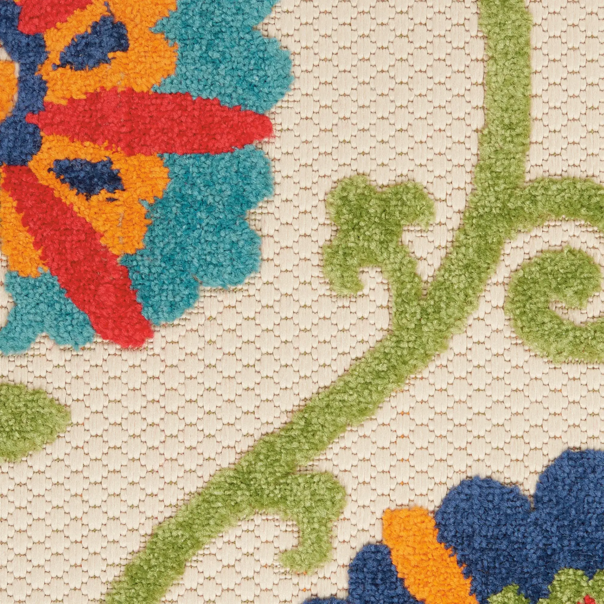 6' X 9' Ivory And Blue Floral Indoor Outdoor Area Rug - Image 3