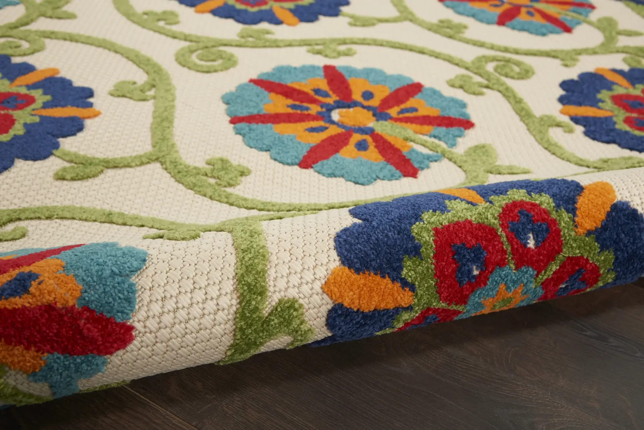 6' X 9' Ivory And Blue Floral Indoor Outdoor Area Rug - Image 5