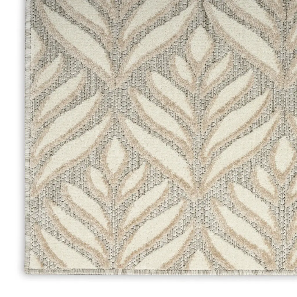 6' X 9' Ivory And Grey Floral Stain Resistant Non Skid Area Rug - Image 2
