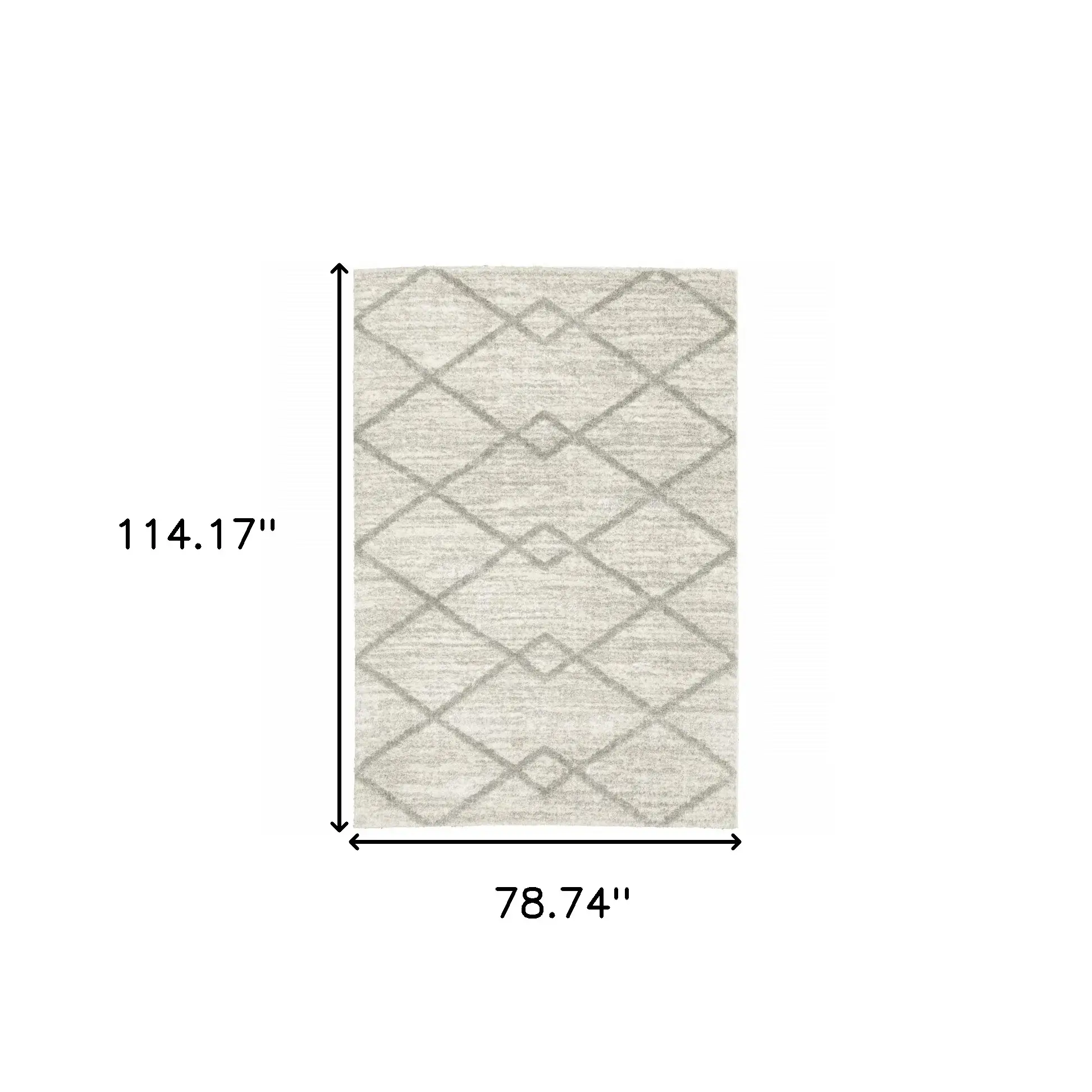 6' X 9' Ivory And Grey Geometric Shag Power Loom Stain Resistant Area Rug - Image 3