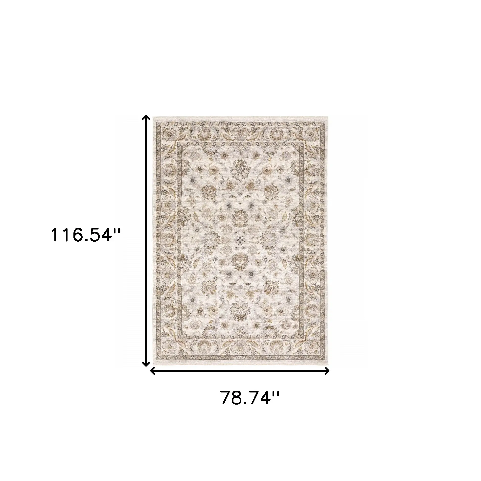 6' X 9' Ivory And Grey Oriental Power Loom Stain Resistant Area Rug With Fringe - Image 3