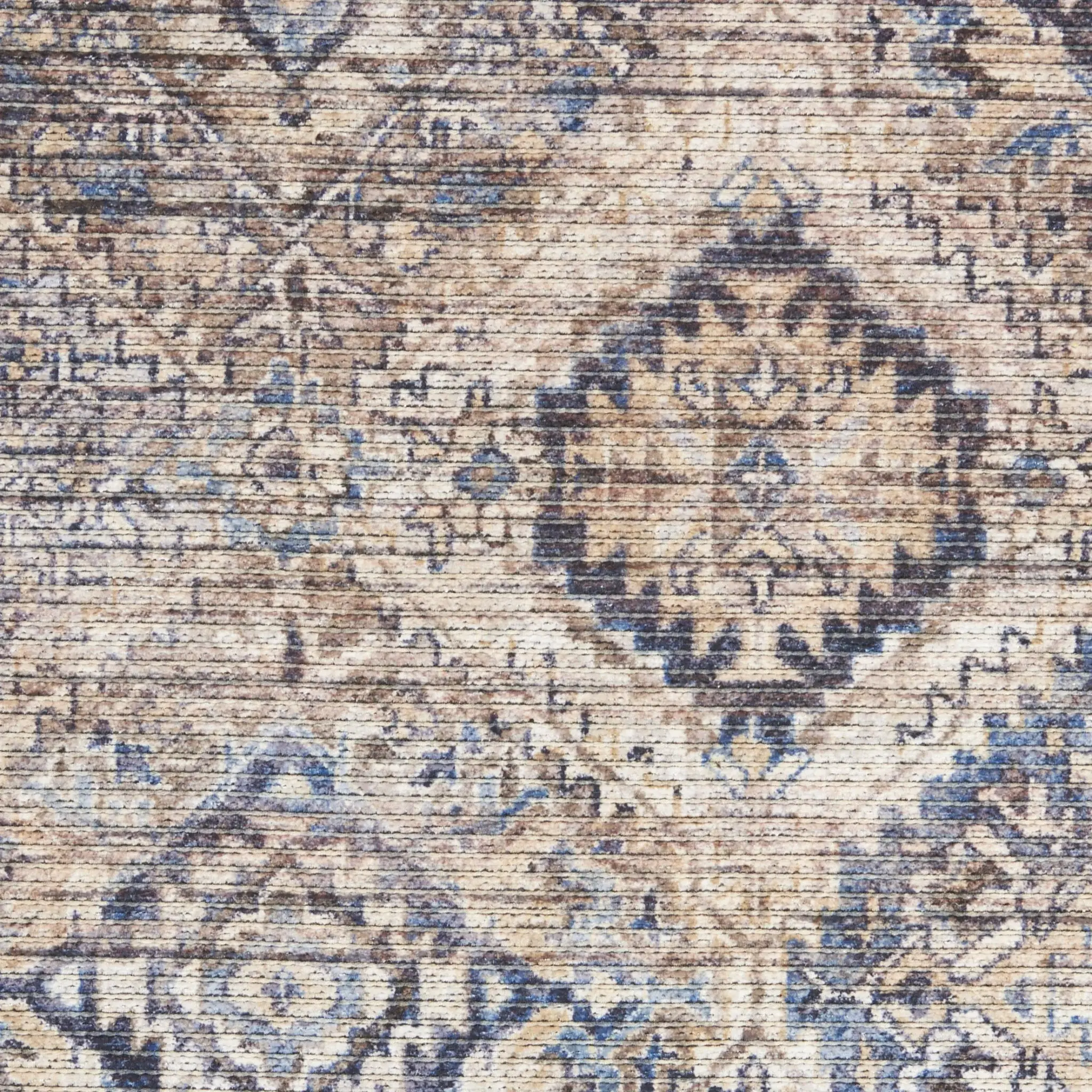 6' X 9' Ivory And Latte Medallion Distressed Washable Area Rug - Image 4