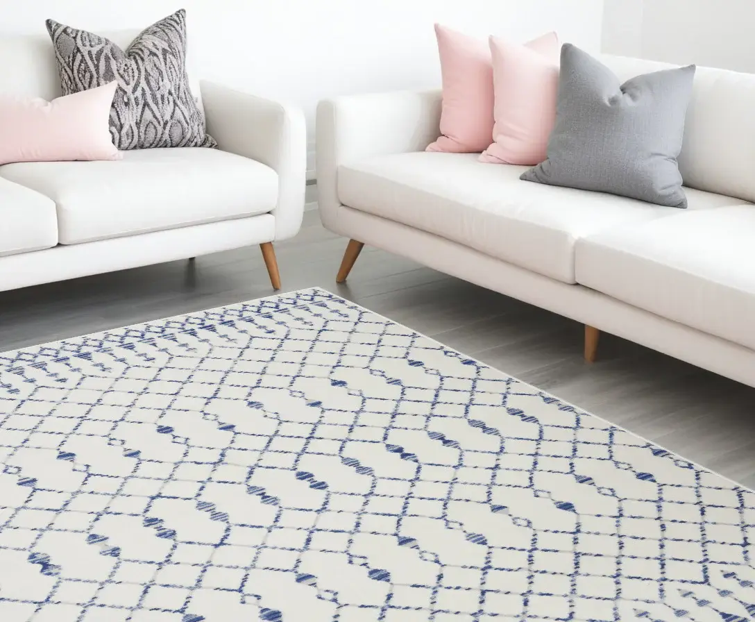 6' X 9' Ivory Geometric Berber Area Rug