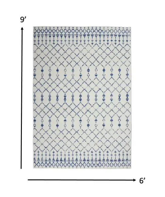 6' X 9' Ivory Geometric Berber Area Rug - Image 3