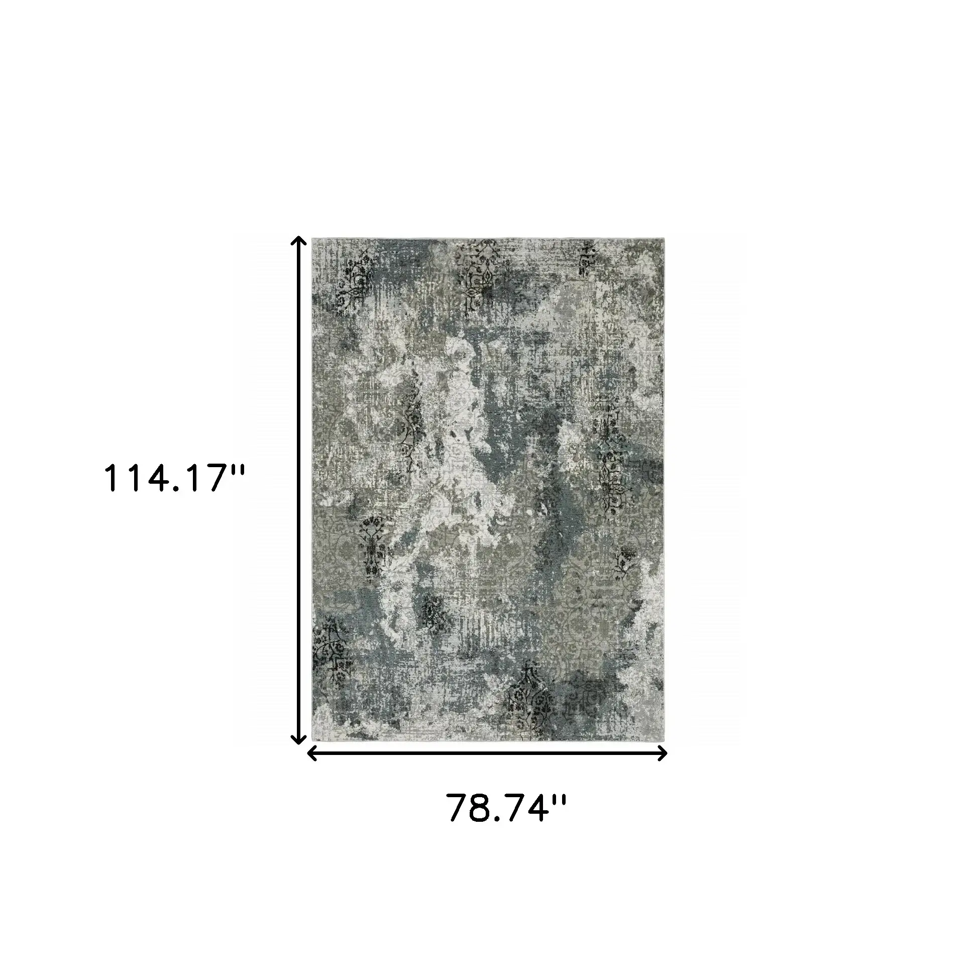 6' X 9' Ivory Grey Charcoal Blue And Navy Abstract Power Loom Stain Resistant Area Rug - Image 3