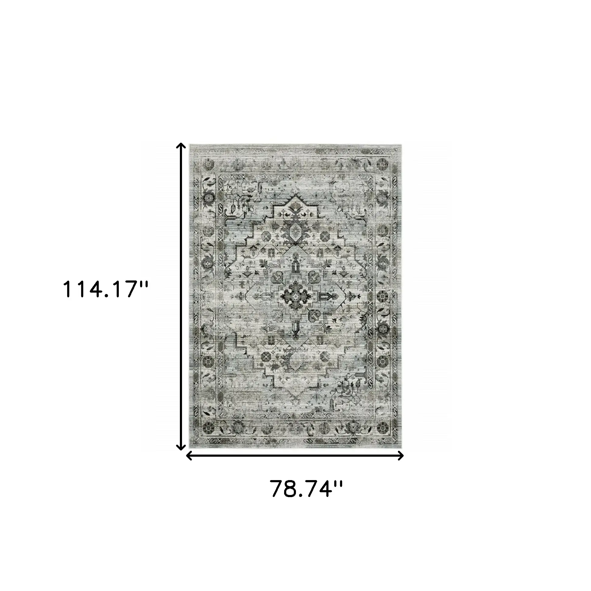 6' X 9' Ivory Grey Charcoal Blue And Taupe Oriental Power Loom Stain Resistant Area Rug - Image 3