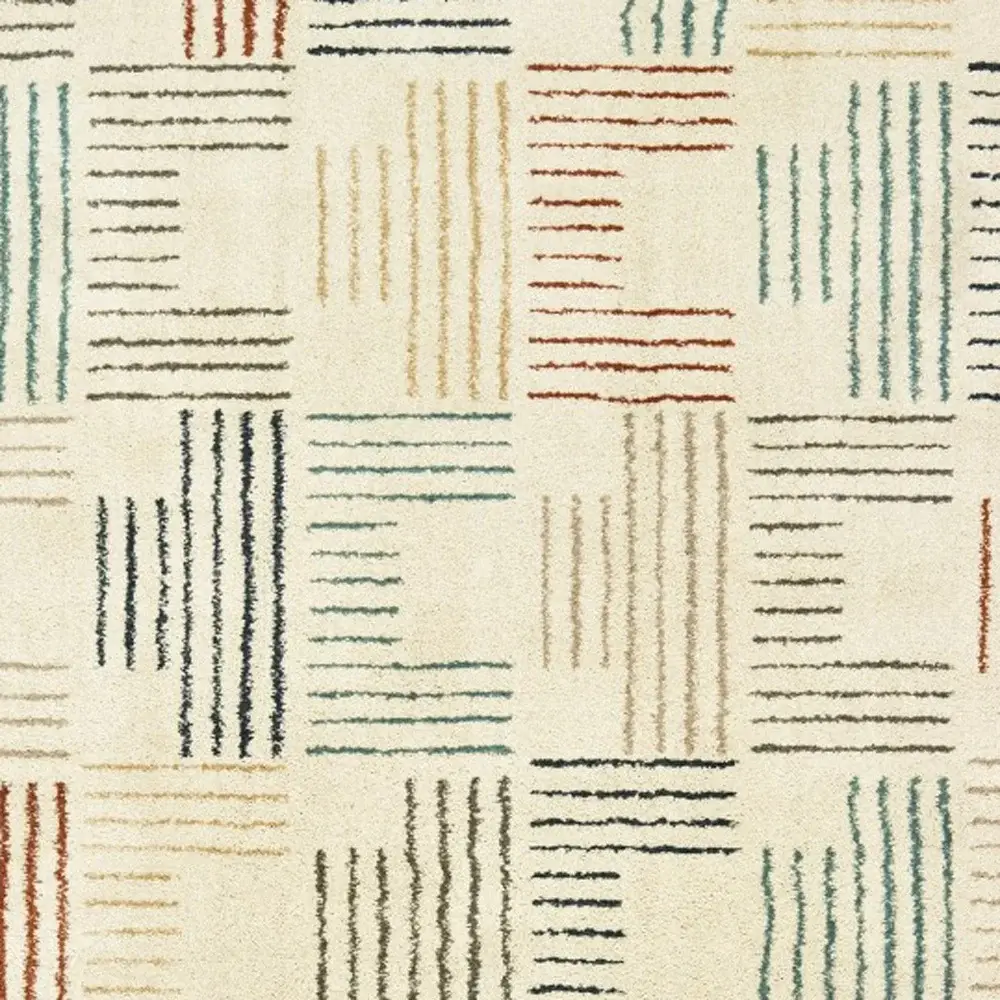 6' X 9' Ivory Multi Neutral Tone Scratch Indoor Area Rug - Image 2