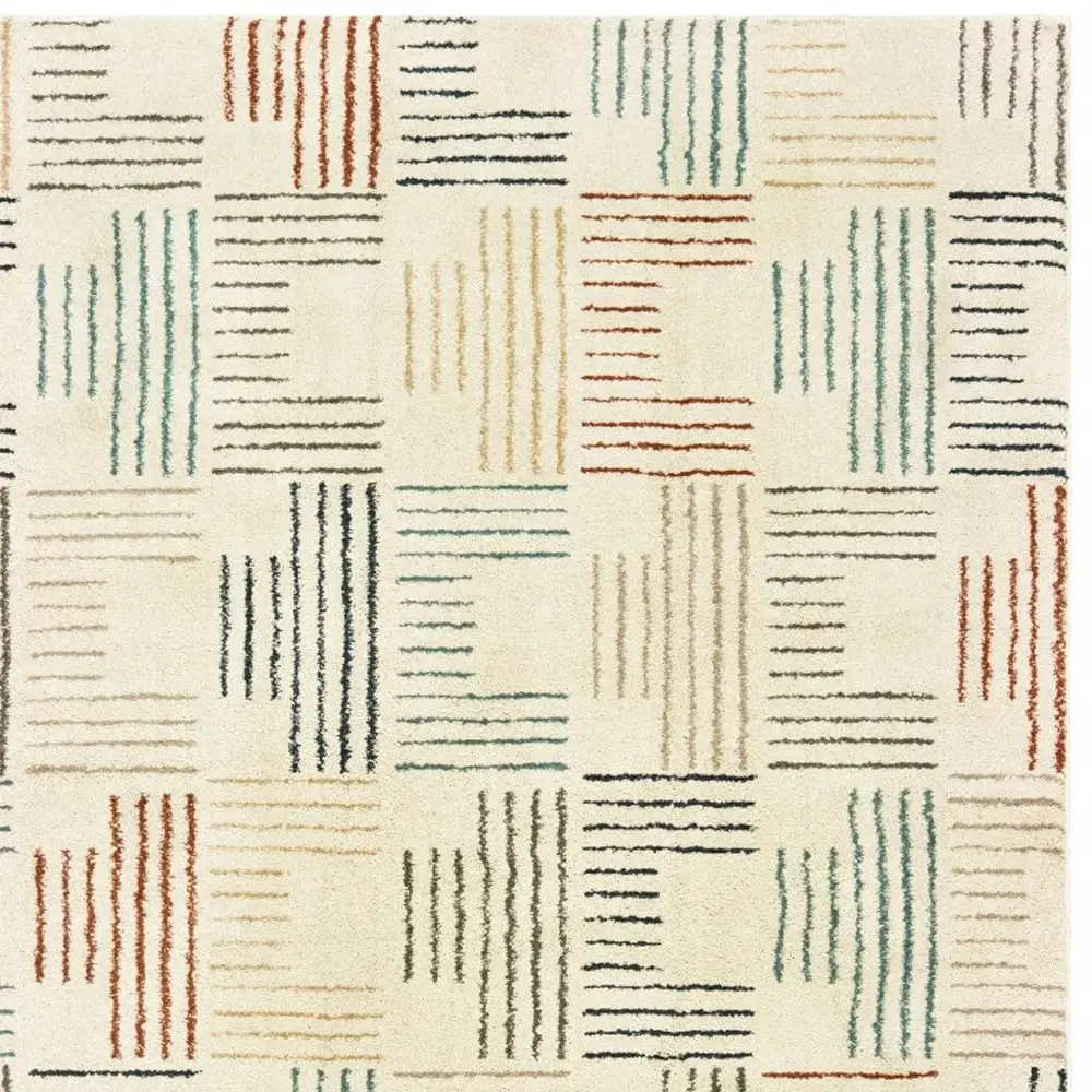 6' X 9' Ivory Multi Neutral Tone Scratch Indoor Area Rug - Image 3
