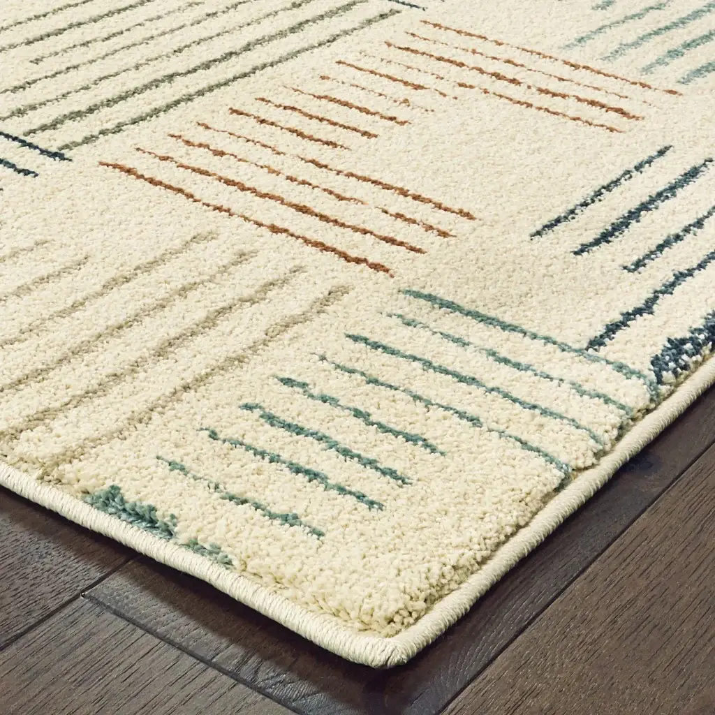6' X 9' Ivory Multi Neutral Tone Scratch Indoor Area Rug - Image 4
