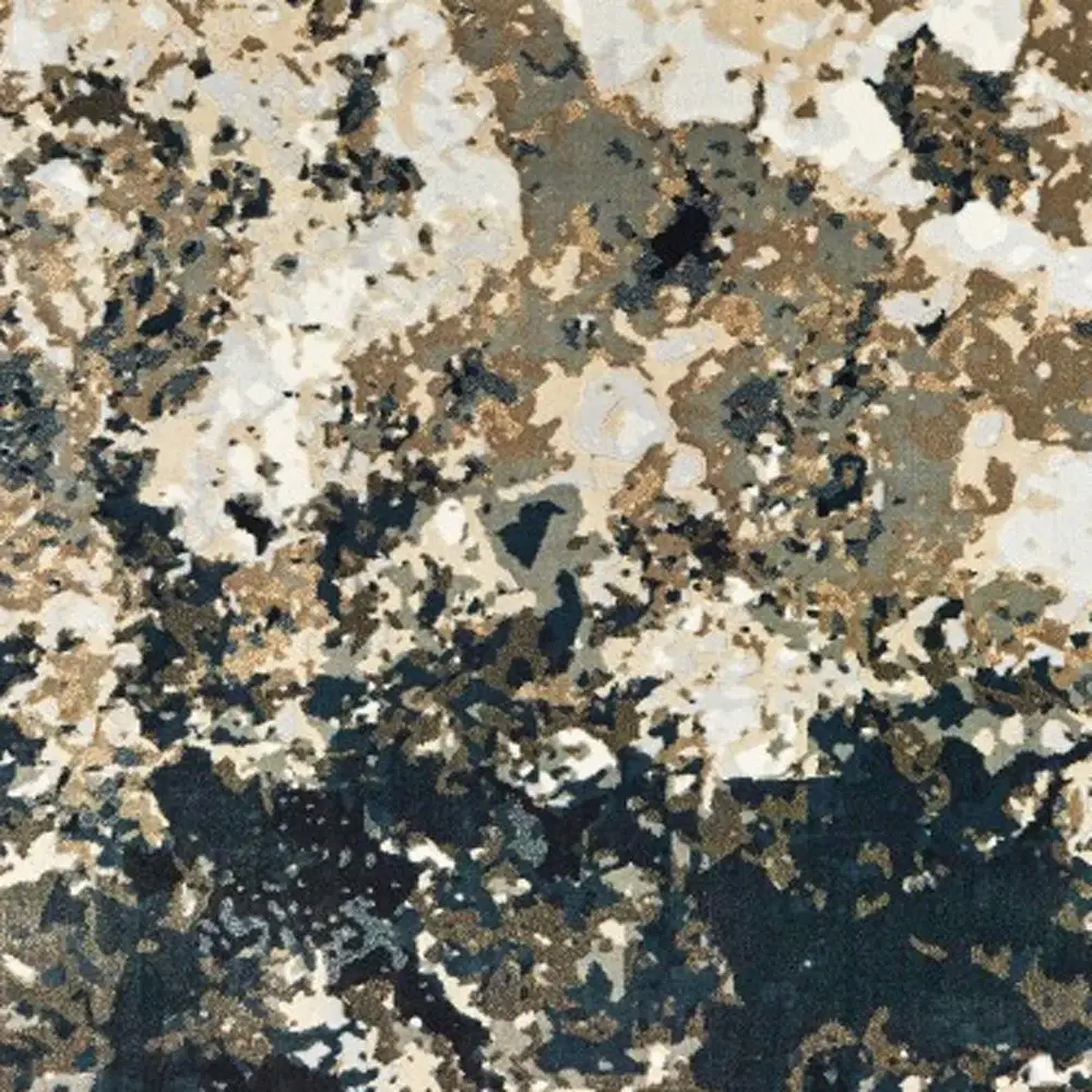 6' X 9' Ivory Navy Abstract Marble Indoor Area Rug - Image 2