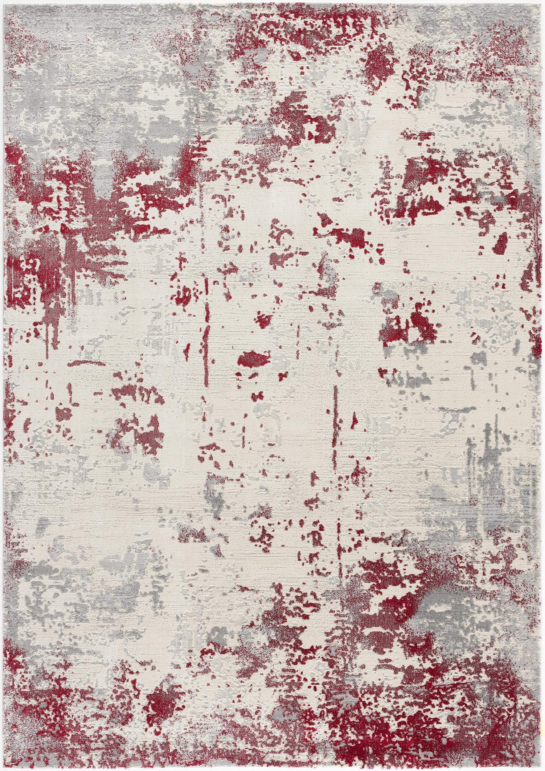 6' X 9' Ivory Red and Gray Abstract Area Rug - Image 2