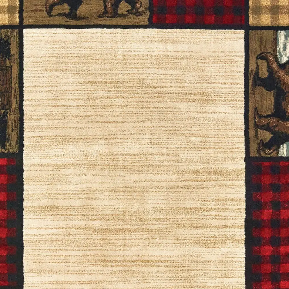 6' X 9' Ivory Southwestern Power Loom Stain Resistant Area Rug - Image 2