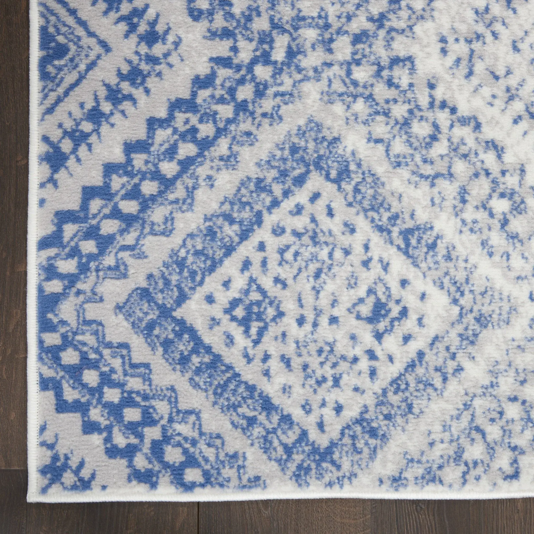 6' X 9' Light Blue Geometric Dhurrie Area Rug - Image 3