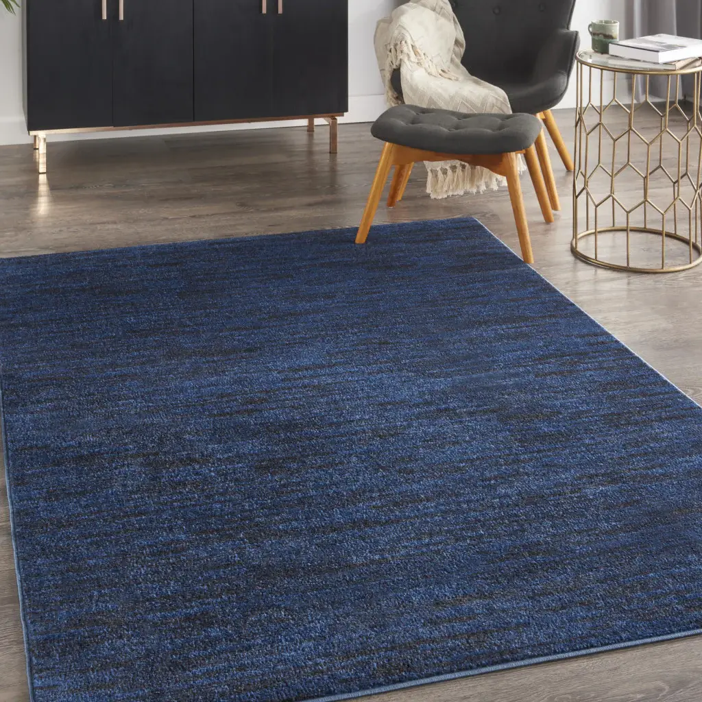 6' X 9' Midnight Blue Indoor Outdoor Area Rug - Image 7