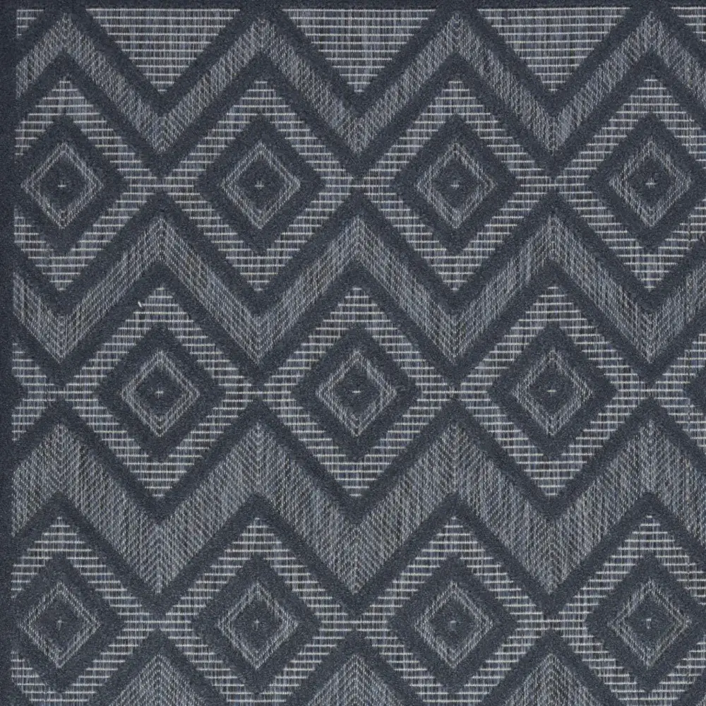 6' X 9' Navy Blue Argyle Indoor Outdoor Area Rug - Image 2