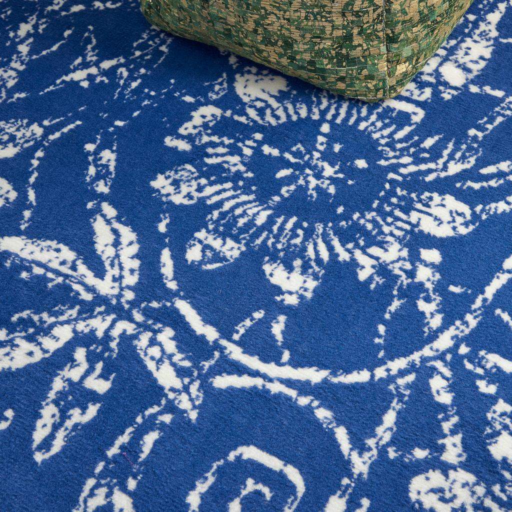6' X 9' Navy Blue Floral Dhurrie Area Rug - Image 7