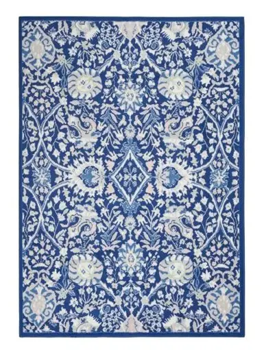 6' X 9' Navy Blue Floral Dhurrie Area Rug - Image 2