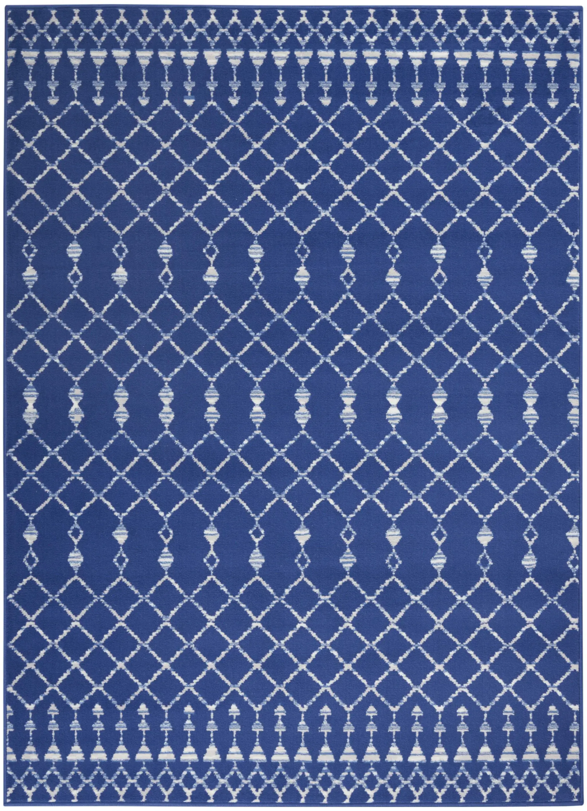6' X 9' Navy Blue Geometric Berber Area Rug - Image 2