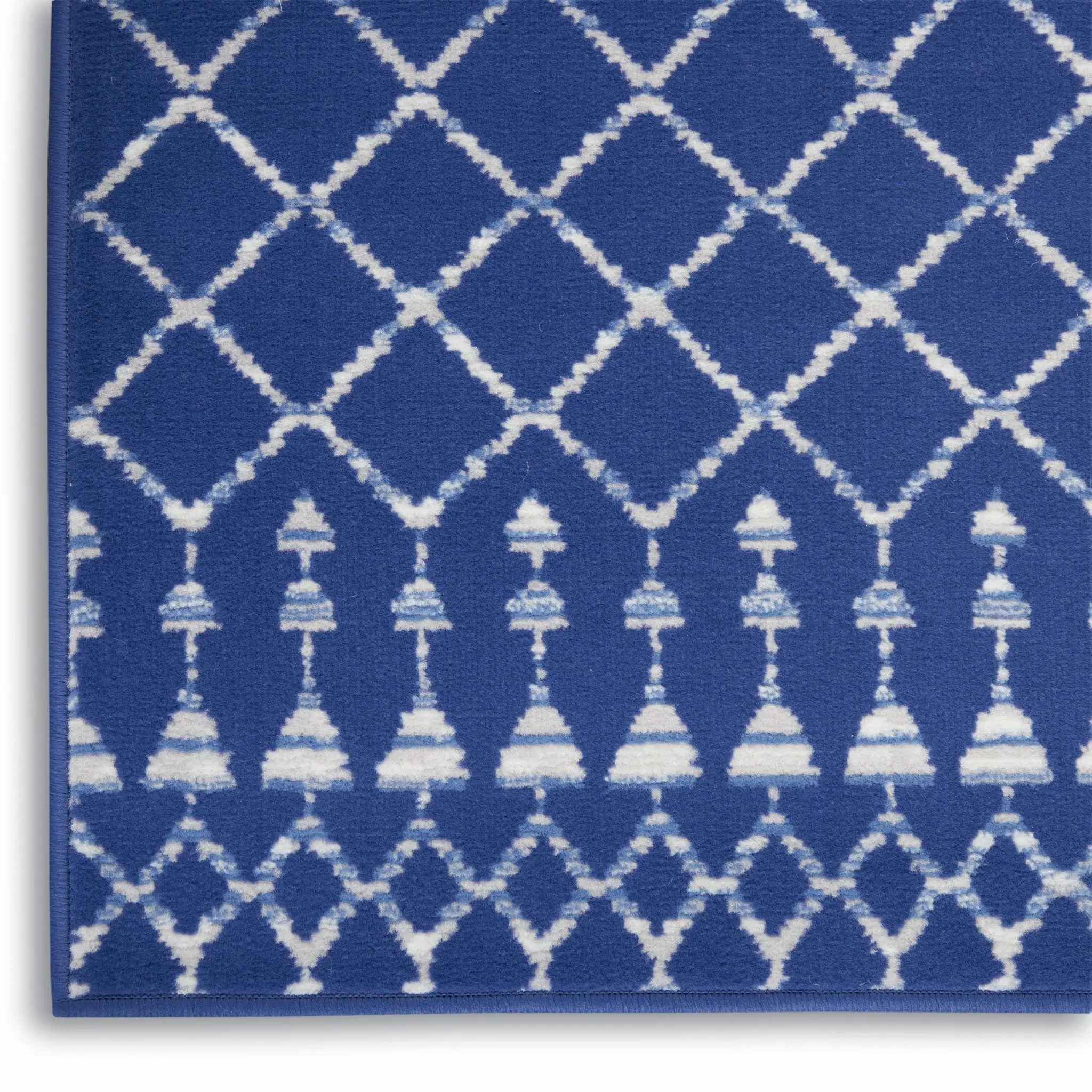 6' X 9' Navy Blue Geometric Berber Area Rug - Image 4