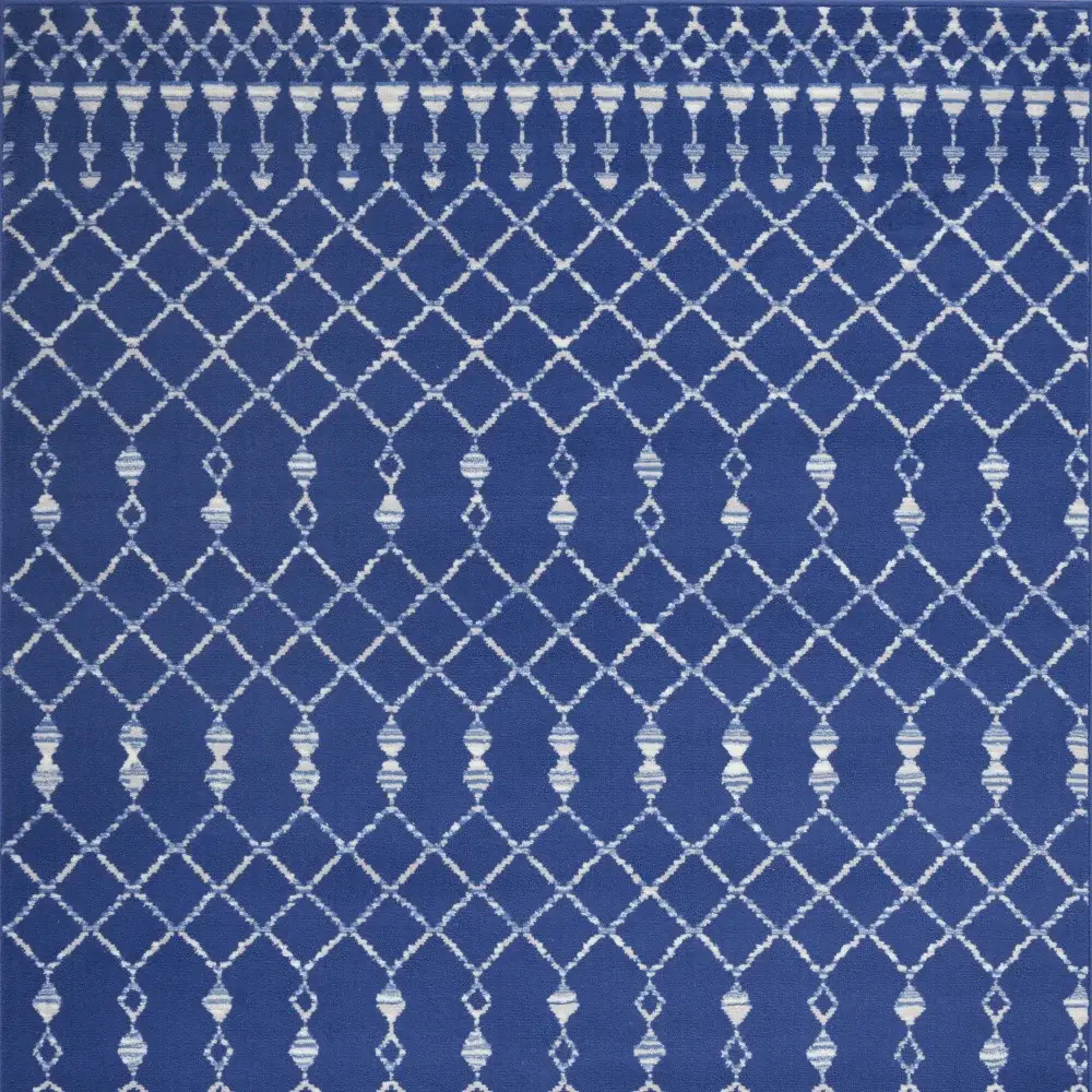 6' X 9' Navy Blue Geometric Berber Area Rug - Image 5