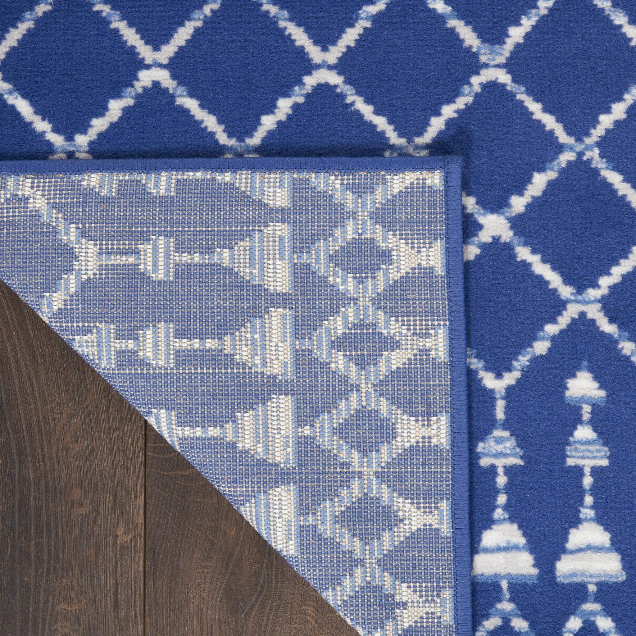 6' X 9' Navy Blue Geometric Berber Area Rug - Image 8