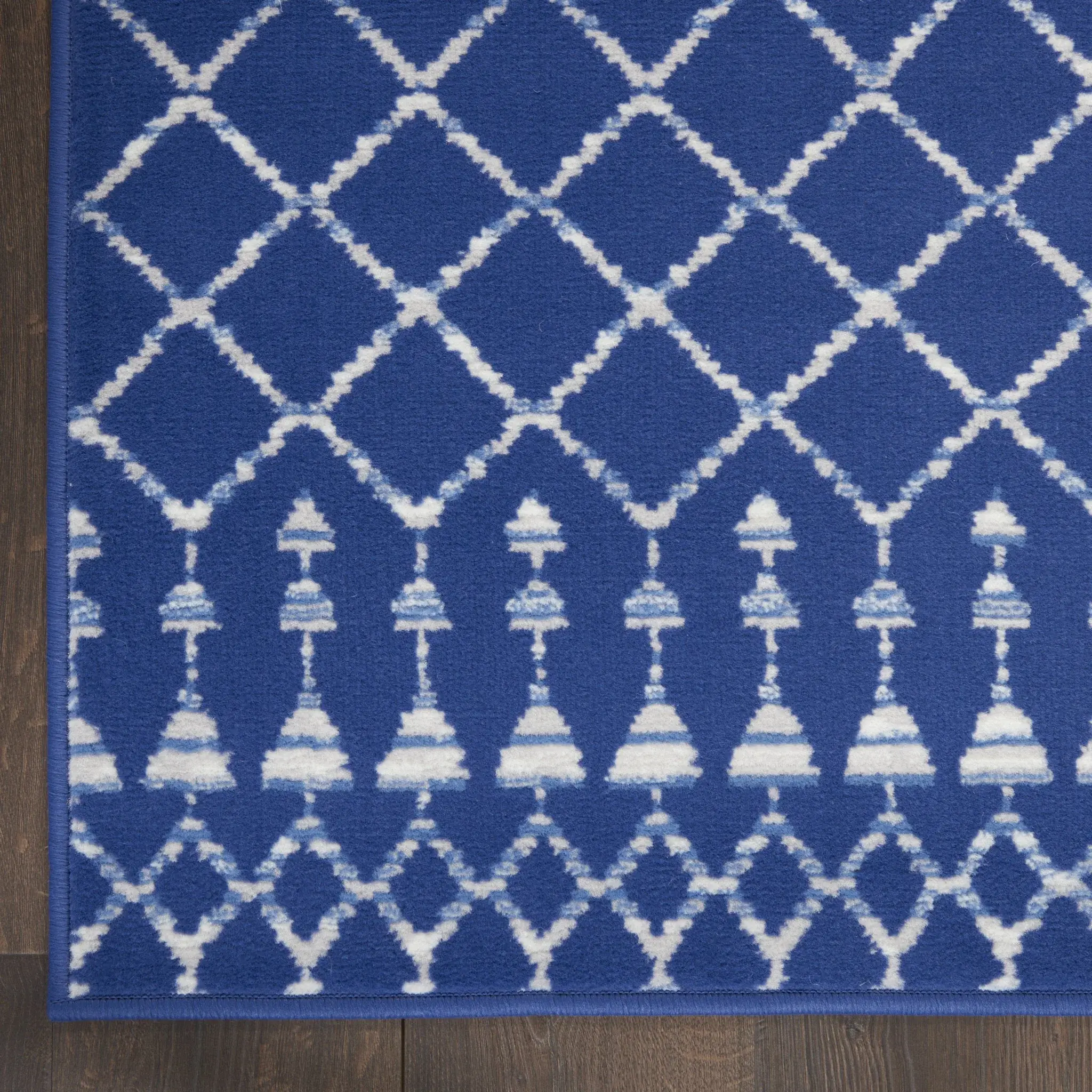 6' X 9' Navy Blue Geometric Berber Area Rug - Image 9