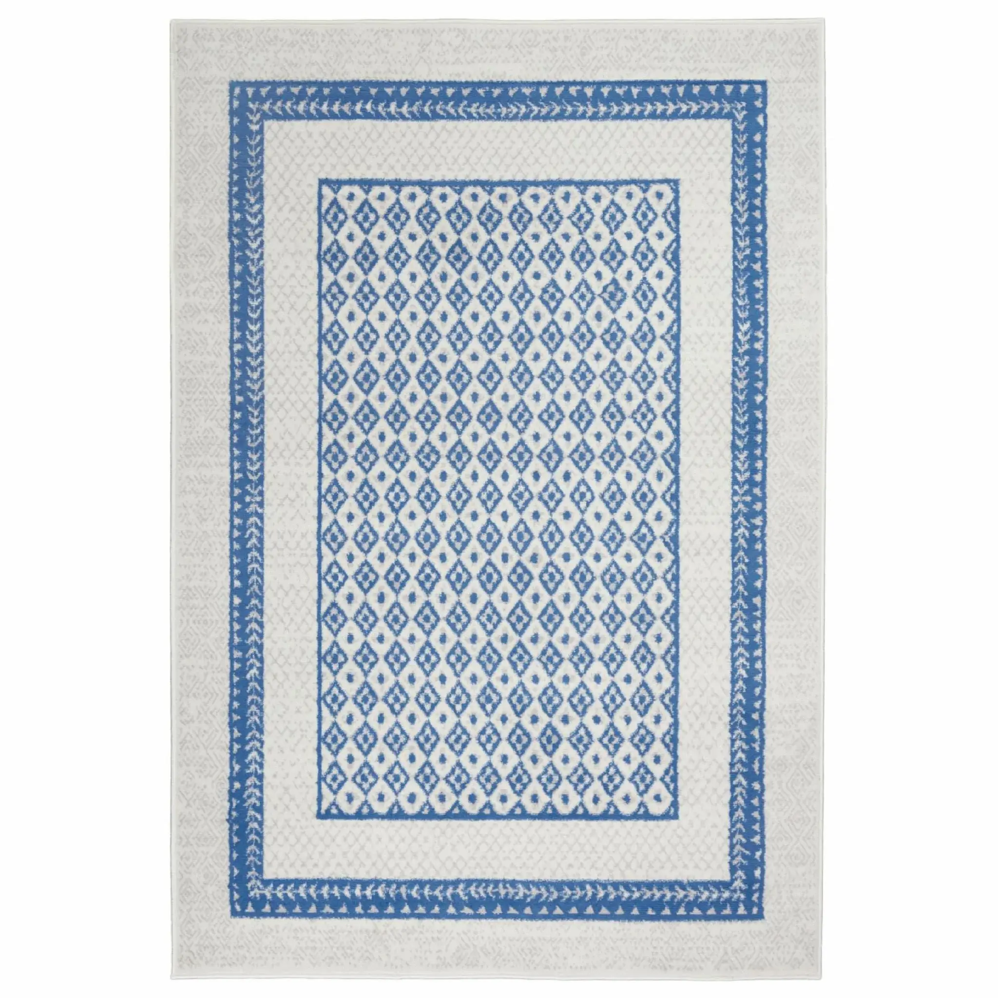6' X 9' Navy Blue Geometric Dhurrie Area Rug - Image 2