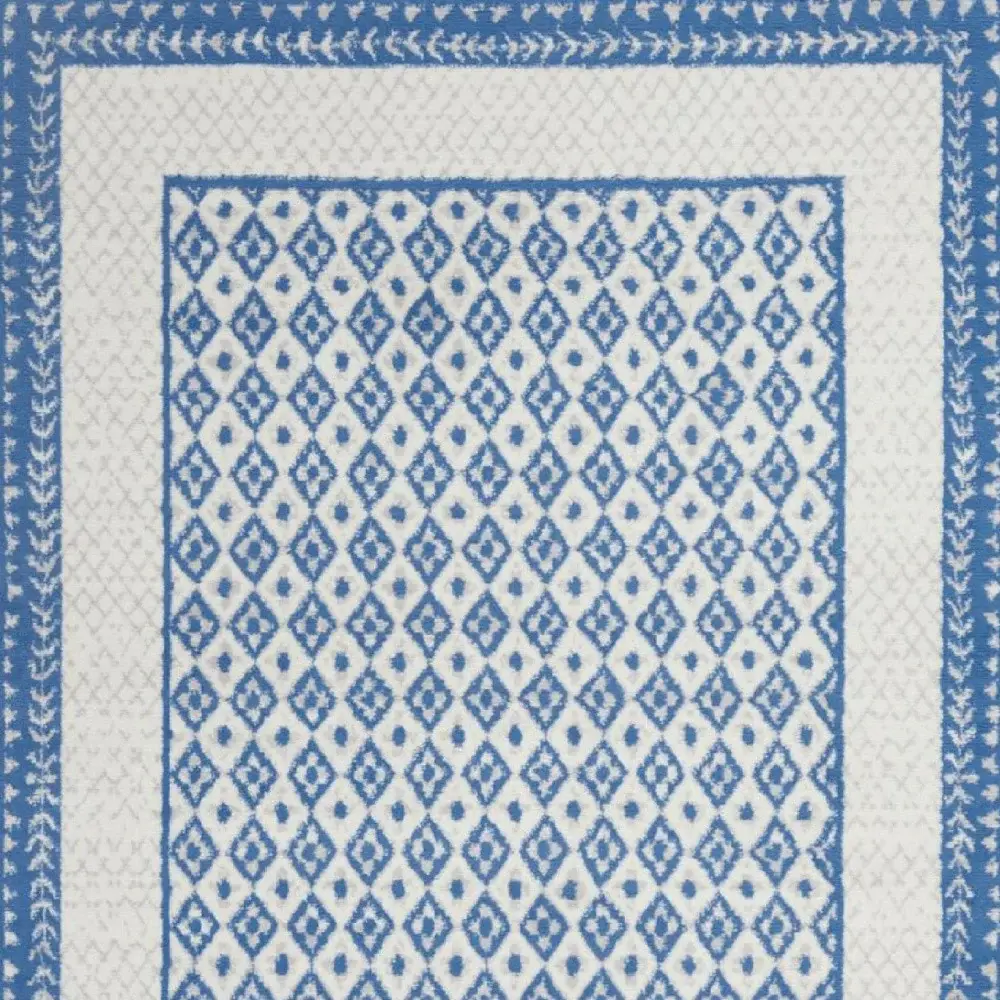 6' X 9' Navy Blue Geometric Dhurrie Area Rug - Image 4