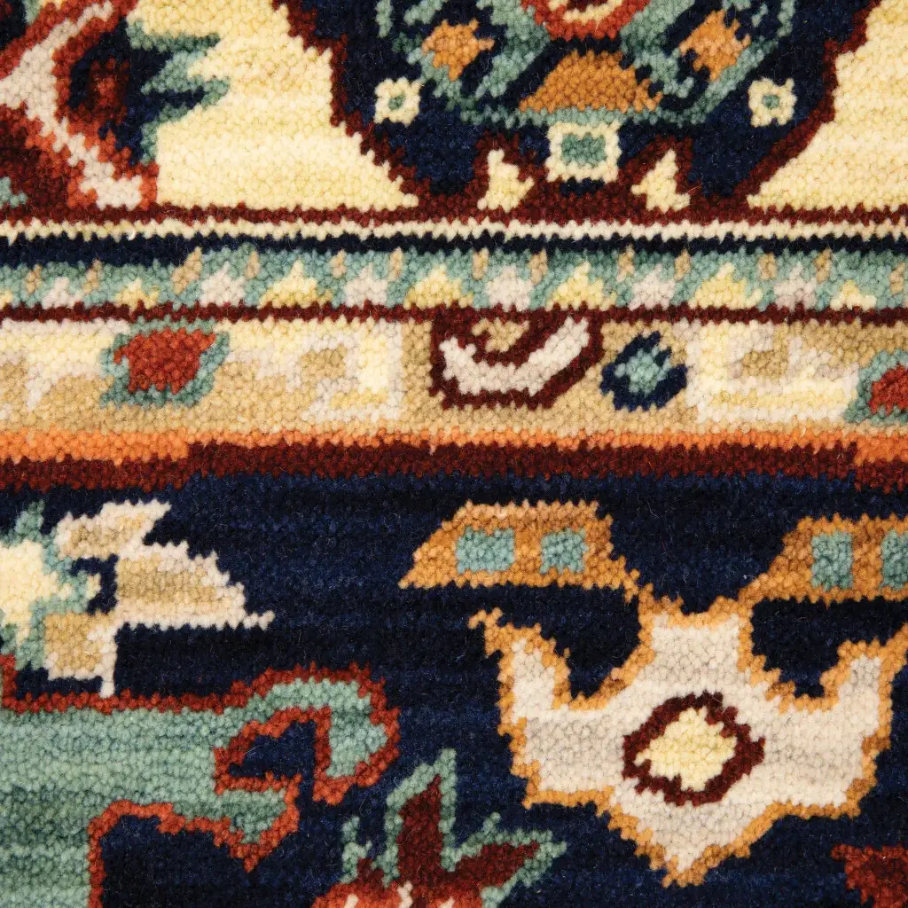 6' X 9' Red Blue Orange And Beige Oriental Power Loom Stain Resistant Area Rug With Fringe - Image 3