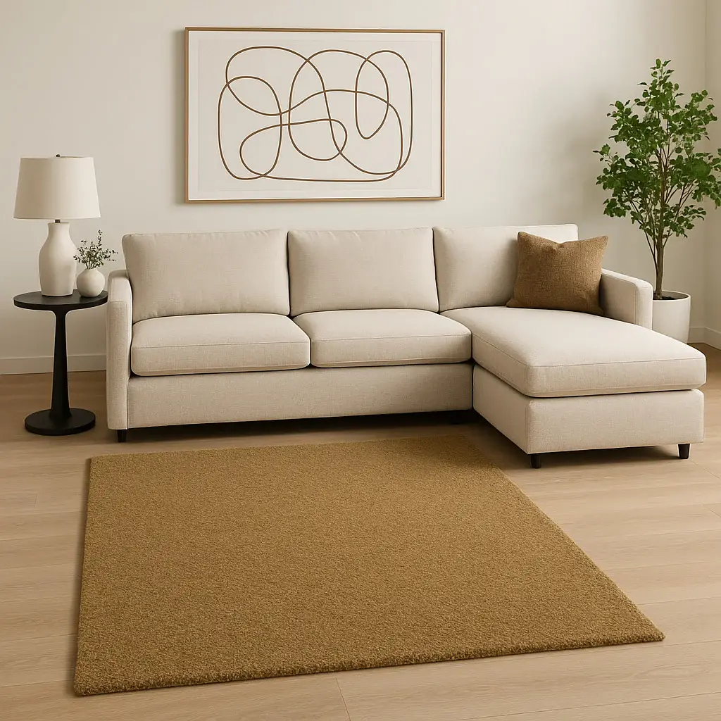 6' X 9' Rich Gold Shag Tufted Handmade Stain Resistant Area Rug