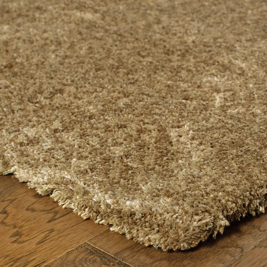 6' X 9' Rich Gold Shag Tufted Handmade Stain Resistant Area Rug - Image 4