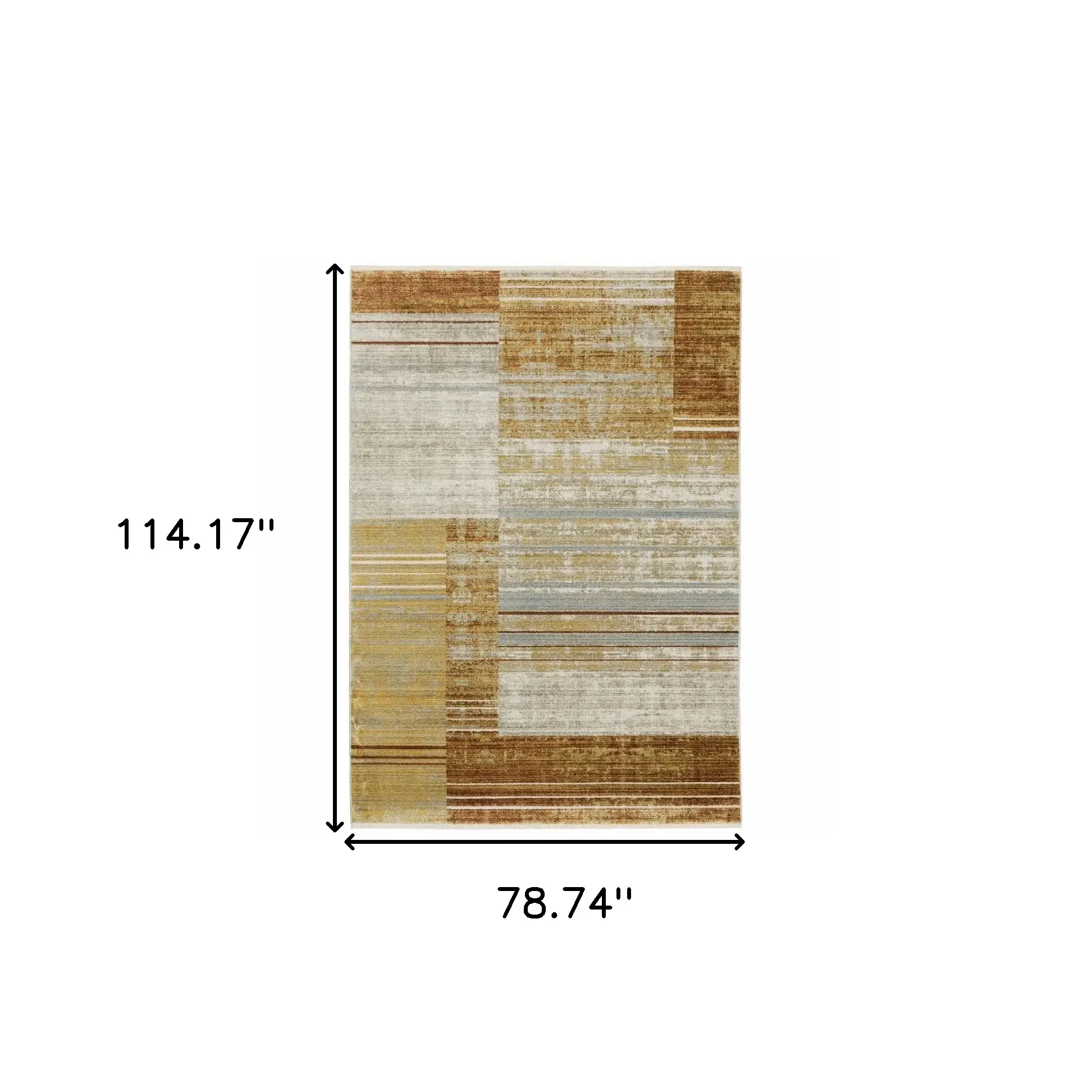 6' X 9' Rust Gold Blue Grey Ivory And Tan Geometric Power Loom Stain Resistant Area Rug With Fringe - Image 3