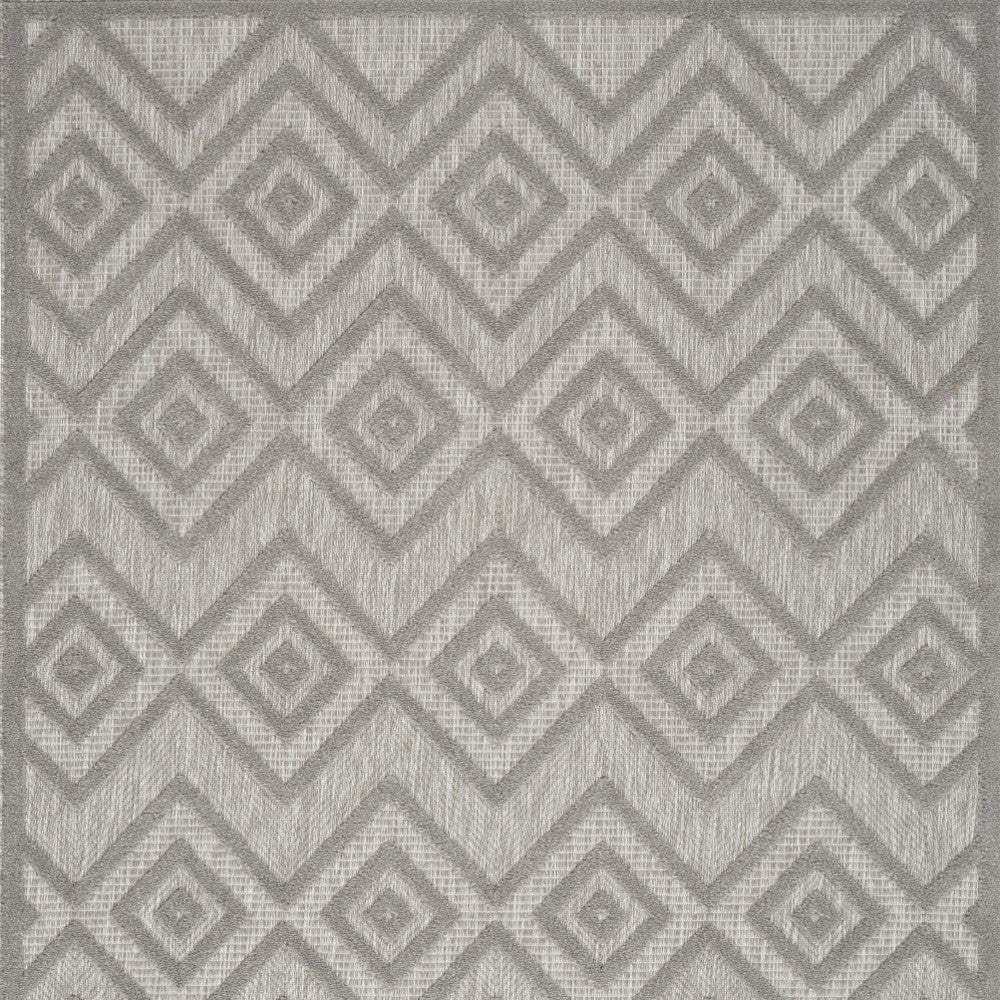 6' X 9' Silver Grey Argyle Indoor Outdoor Area Rug - Image 3