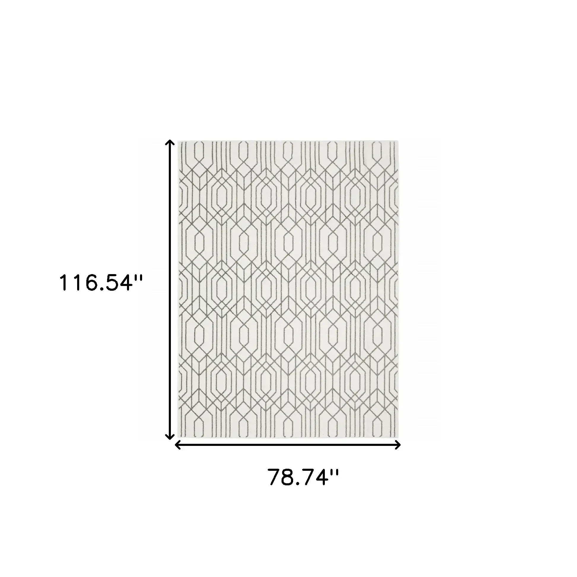 6' X 9' White And Grey Geometric Power Loom Stain Resistant Area Rug - Image 3