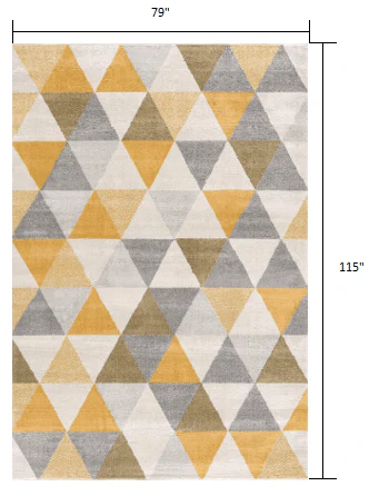 6' X 9' Yellow and Ivory Geometric Area Rug - Image 3