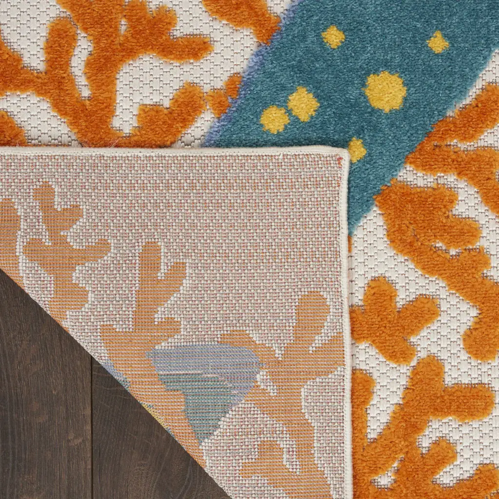 6' X 9' Yellow And Ivory Indoor Outdoor Area Rug - Image 5