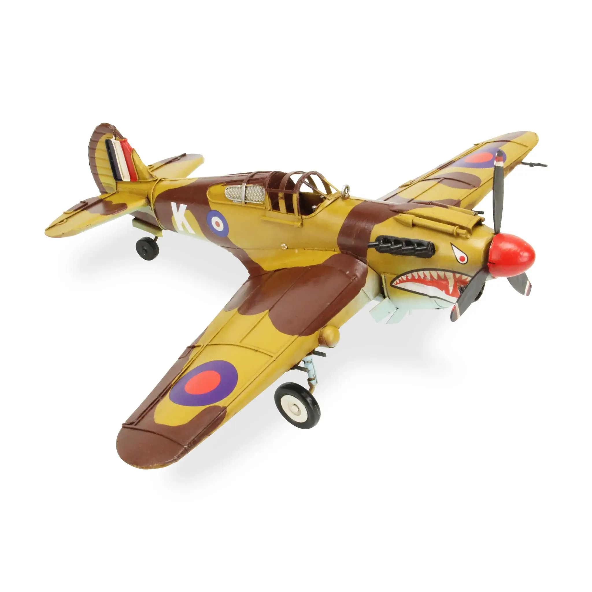 6" Yellow and Brown Metal Hand Painted 1941's P-40 Fighter Model Airplane - Image 2