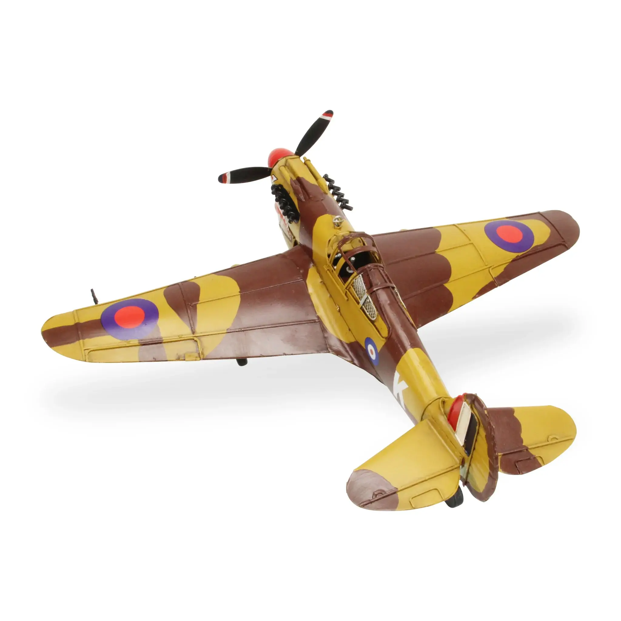 6" Yellow and Brown Metal Hand Painted 1941's P-40 Fighter Model Airplane - Image 3