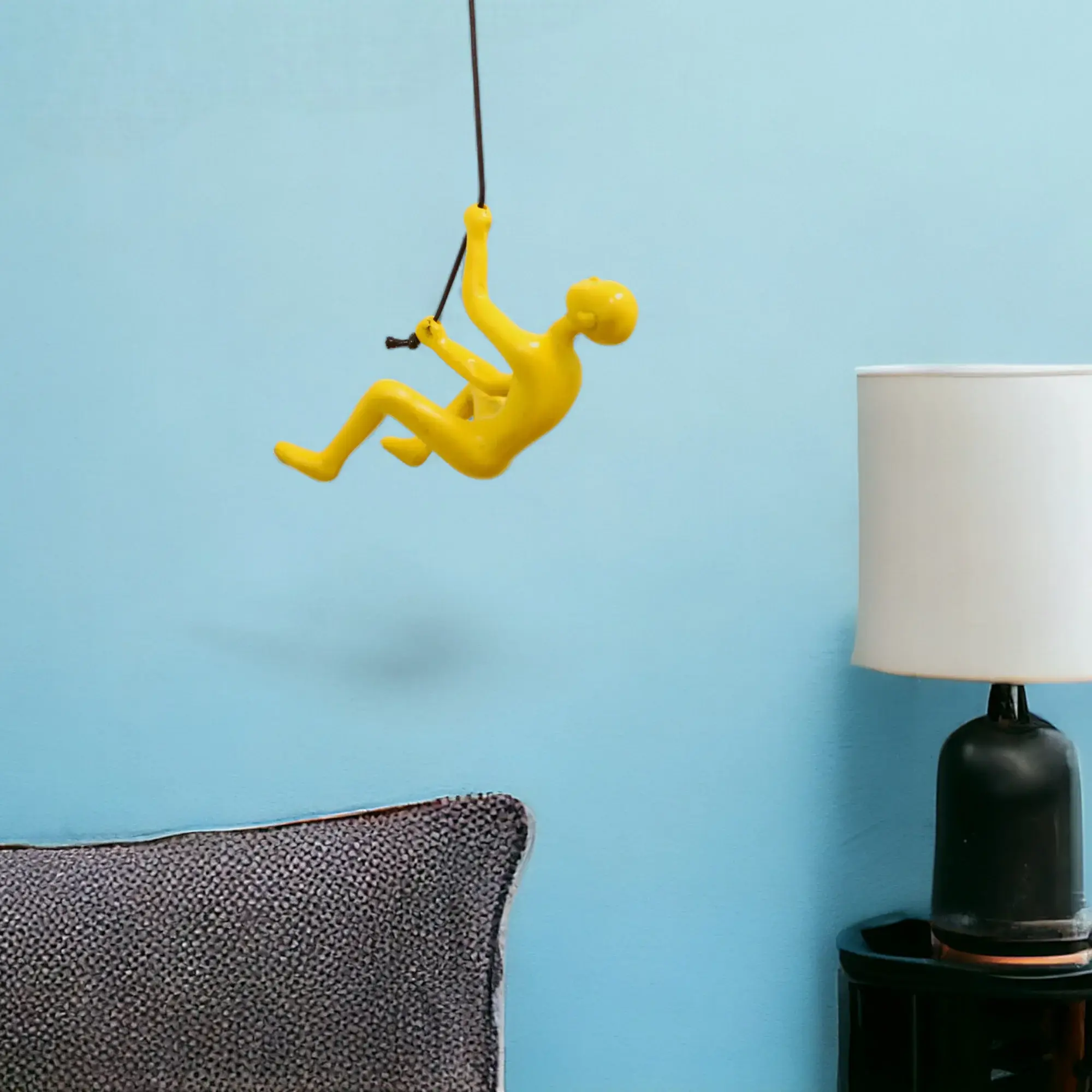 6" Yellow Unique Climbing Man With Rope Wall Art - Image 2