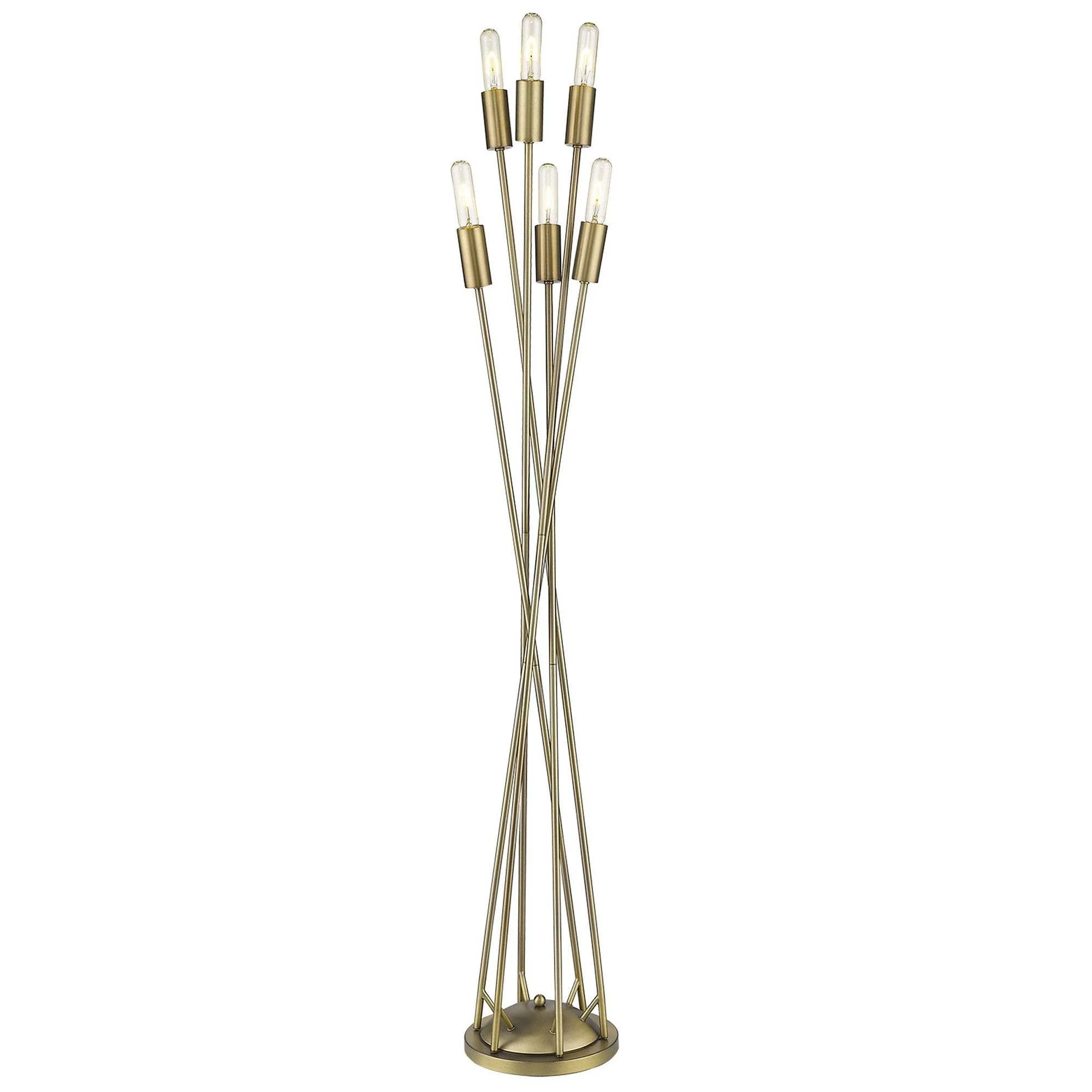60" Brass Six Light Torchiere Floor Lamp - Image 2