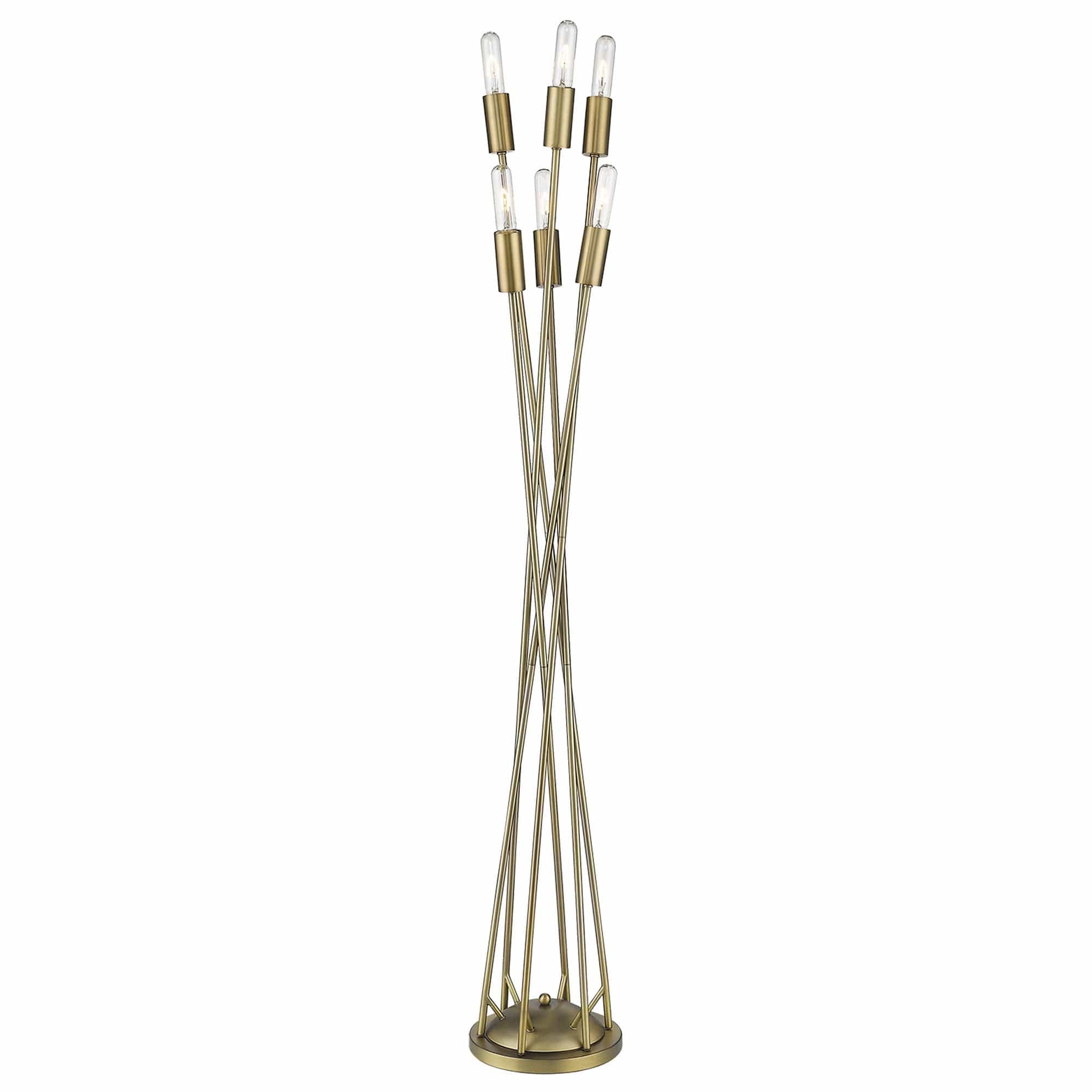 60" Brass Six Light Torchiere Floor Lamp - Image 4